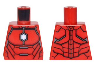 Lego Torso Armor with Silver Plates and Blue and White Hexagon Arc Reactor Pattern / Red