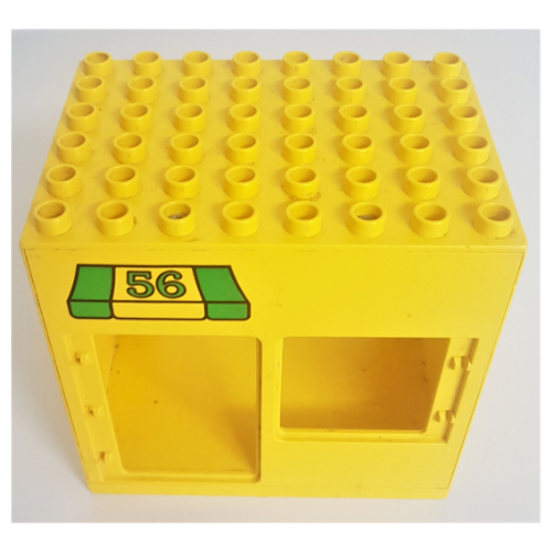 Lego Duplo Building 6 x 8 x 6 with Front Door and Window and Rear Double Door Openings, with '56' Awning Print