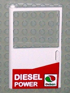 Lego Door 1 x 6 x 8 Left with Octan Logo and 'DIESEL POWER' Pattern (Sticker) - Set 5563 / White