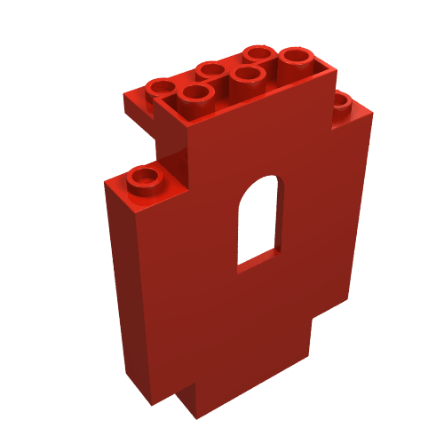 Lego Panel 2 x 5 x 6 Wall with Arched Window / Red