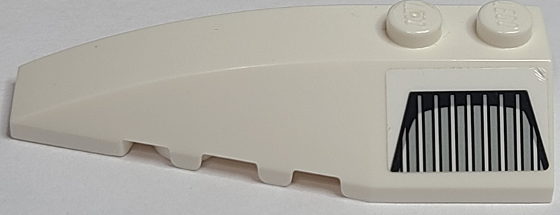 Lego Wedge 6 x 2 Left with Black, White and Light Bluish Gray Trapezoid Air Vent on White Background Pattern (Sticker) - Set 75051