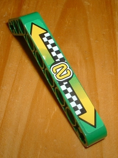 Lego Technic, Liftarm, Modified Bent Thick 1 x 9 (7 - 3) with '2', Arrows and Checkered Pattern (Sticker) - Set 8241