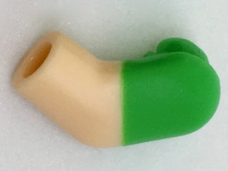 Lego Arm, Left with Molded Bright Green Short Sleeve  Pattern / Light Nougat