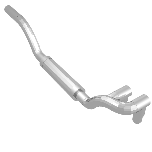 Lego Exhaust Pipe Twin Inlet 11L Right / Chrome Silver