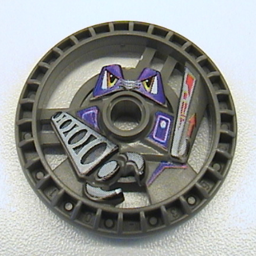 Lego Technic Disc 5 x 5 Notched, Grab with Robot Print / Dark Gray