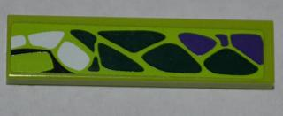 Lego Tile 1 x 4 with Dark Green, Dark Purple and White Scales Pattern Model Left Side (Sticker) - Set 9445