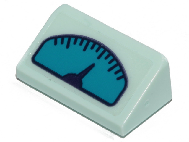 Lego Slope 30 1 x 2 x 2/3 with Dark Azure Gauge with Dark Purple Needle on Transparent Background Pattern (Sticker) - Set 41403 / Light Aqua