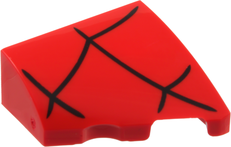 Lego Wedge 2 x 2 x 2/3 Right with Black Spider Web Pattern / Red