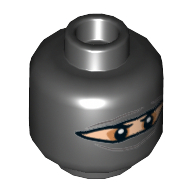 Lego Minifig Head Foot Soldier, Balaclava with Narrow Eye Hole, Eyebrows Print [Hollow Stud]