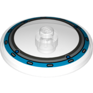 Lego Dish 4 x 4 Inverted [Radar] with Dark Azure Circle and Gyrosphere Markings / Trans-Clear