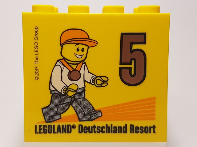 Lego Brick 2 x 4 x 3 with Besuchsmeister 5 Bronze 2017 Legoland Deutschland Resort Pattern
