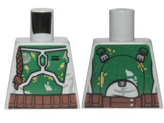 Lego Torso SW Mandalorian Armor Plates Dark Green Pattern Dual Sided, Gray and Olive Green Patches (Boba Fett) / Light Bluish Gray