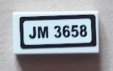 Lego Tile 1 x 2 with 'JM 3658' Pattern (Sticker) - Set 3658