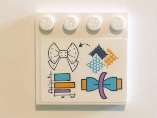 Lego Tile, Modified 4 x 4 with Studs on Edge with Bow Sewing Template Pattern (Sticker) - Set 41115