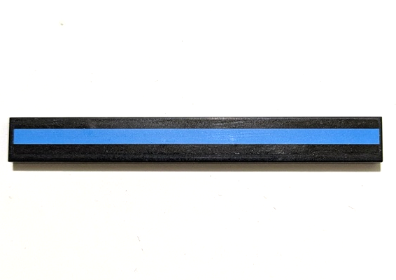 Lego Tile 1 x 8 with Dark Azure Stripe Full Length Pattern (Sticker) - Set 42162 / Black
