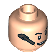 Lego Minifig Head Agent Coulson, Eyebrows, Cheek Lines, Headset and Crooked Smile / Sunglasses Print / Light Nougat