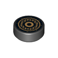 Lego Tile Round 1 x 1 with Speaker Grille Print / Black