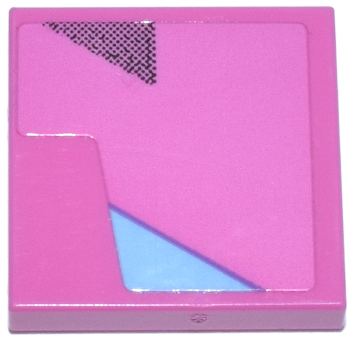 Lego Tile 2 x 2 with Bright Light Blue and Black Gradient Triangles Pattern Model Left Side (Sticker) - Set 77248