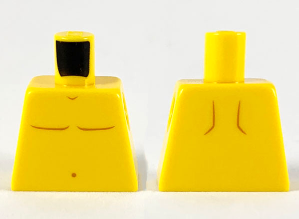 Lego Torso Bare Chest with Medium Nougat Muscles Outline and Navel Pattern / Yellow