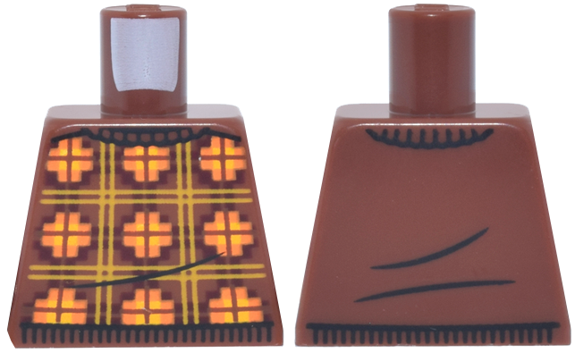 Lego Torso Sweater with Yellow, Orange and Dark Red Plaid and Black Ribbing Pattern