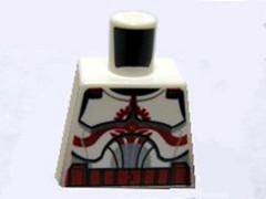 Lego Torso SW Armor Clone Trooper with Dark Red Markings and Belt, with Solid Light Bluish Gray Semicircle above Belt Pattern / White