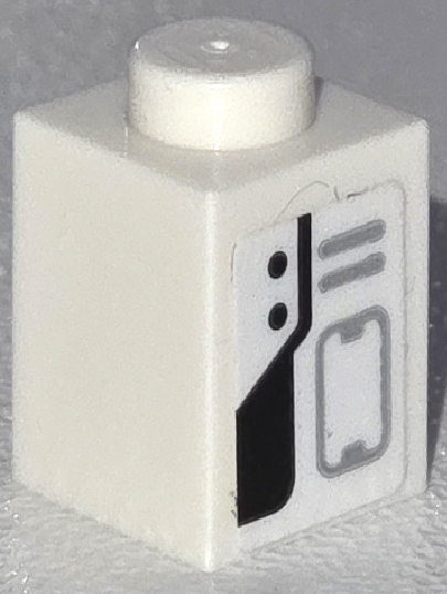 Lego Brick 1 x 1 with Black Dots and Panel, Light Bluish  Gray Vent Lines and Hatch Outline Pattern (Sticker) - Set 76832