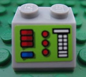 Lego Slope 45 2 x 2 with Lime Control Panel Pattern (Sticker) - Set 8160 / Light Bluish Gray