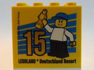 Lego Brick 2 x 4 x 3 with Besuchsmeister 15 Gold 2016 Legoland Deutschland Resort Pattern