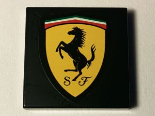 Lego Tile 2 x 2 with Ferrari Logo with Black Border Pattern (Sticker) - Set 40194