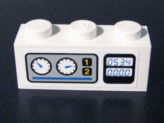 Lego Brick 1 x 3 with Gauges and '0534' Pattern (Sticker) - Set 6459 / White