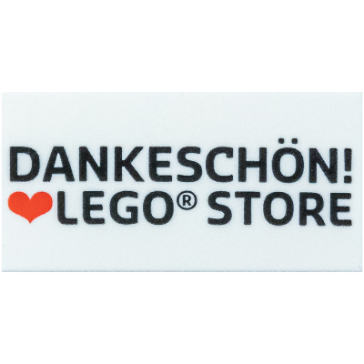 Lego Tile 2 x 4 with 'DANKESCHÖN! LEGO STORE' Print / White
