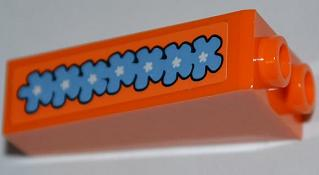 Lego Slope, Inverted 75 2 x 1 x 3 with Medium Blue Flower Garland Pattern on Front (Sticker) - Set 3818