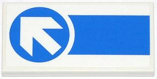 Lego Tile 2 x 4 with Thick Blue Stripe and White Arrow in Blue Circle Pattern (Sticker) - Set 4207