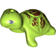 Lego Animal, Turtle with Reddish Brown Spots Print / Lime