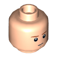 Lego Minifig Head Obi-Wan Kenobi / Captain America (Steve Rogers), Dual Sided, Dark Orange Eyebrows and Chin Dimple, Neutral / Angry Print [Hollow Stud] / Light Nougat