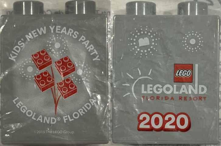 Lego Duplo, Brick 1 x 2 x 2 with Kids' New Years Party LEGOLAND Florida Resort 2020 Pattern