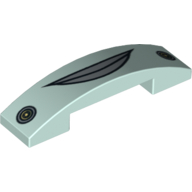 Lego Brick Curved 4 x 1 Double with No Studs and Lips and Round Headlights Print (Flo) / Light Aqua