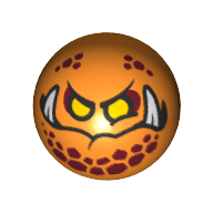 Lego Technic Ball Joint, Yellow Eyes, and 2 White Teeth Print (Globlin) / Orange