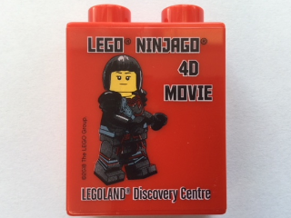 Lego Duplo, Brick 1 x 2 x 2 with LEGOLAND Discovery Centre LEGO Ninjago 4D Movie Pattern