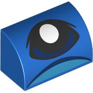Lego Brick Curved 1 x 2 x 1 No Studs with Dark Blue Eye, White Pupil Print