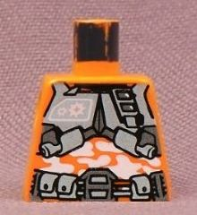 Lego Torso Exo-Force Silver Body Armor over White Camouflage Pattern / Orange