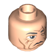 Lego Minifig Head Even Piell, Scar over Left Eye, Wrinkles Print [Hollow Stud] / Light Nougat