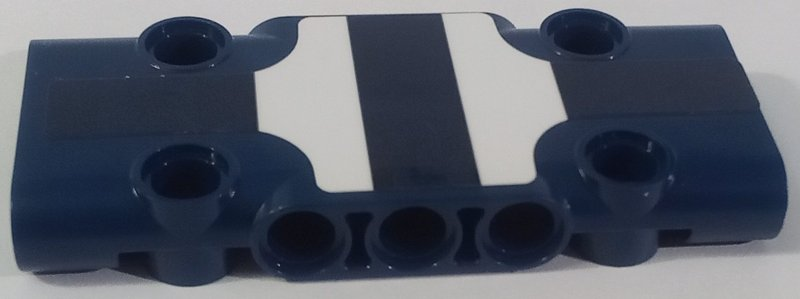 Lego Technic, Panel Plate 3 x 7 x 1 with White Stripes Pattern (Sticker) - Set 42154 / Dark Blue