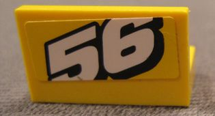 Lego Panel 1 x 2 x 1 with White Number 56 Sloping Upward Pattern (Sticker) - Set 8183