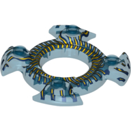 Lego Ring 4 x 4 with 2 x 2 Hole and 4 Swirl Ends with Yellow Scales Print (Ninjago Spinner Crown)