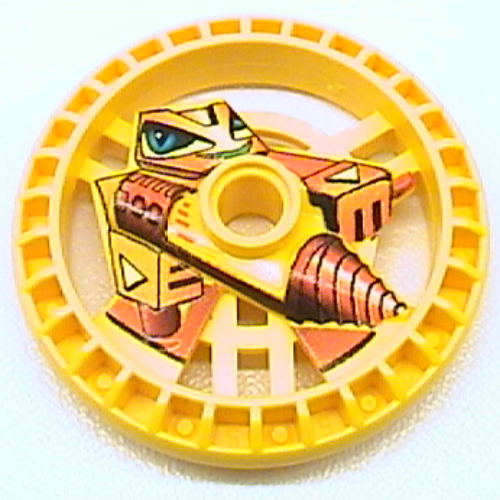 Lego Technic Disc 5 x 5 Notched, Driller Print / Yellow