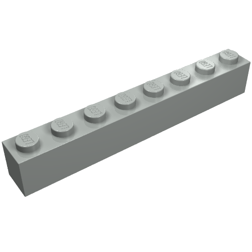 Lego Brick 1 x 8 with Bottom Tubes and 3 Lowered Cross Supports / Light Gray