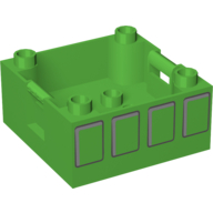 Lego Duplo Container Box 4 x 4 with Studs on Corners with Four Squares Print / Bright Green