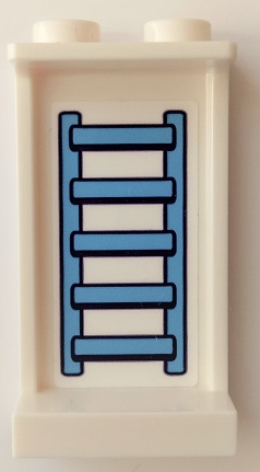 Lego Panel 1 x 2 x 3 with Side Supports - Hollow Studs with Dark Azure Towel Rack Pattern (Sticker) - Set 41339 / White