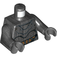 Lego Torso Droid Panels and Circuitry with Peeling Paint Print (RA-7), Pearl Titanium Arms, Dark Bluish Gray Hands / Pearl Titanium